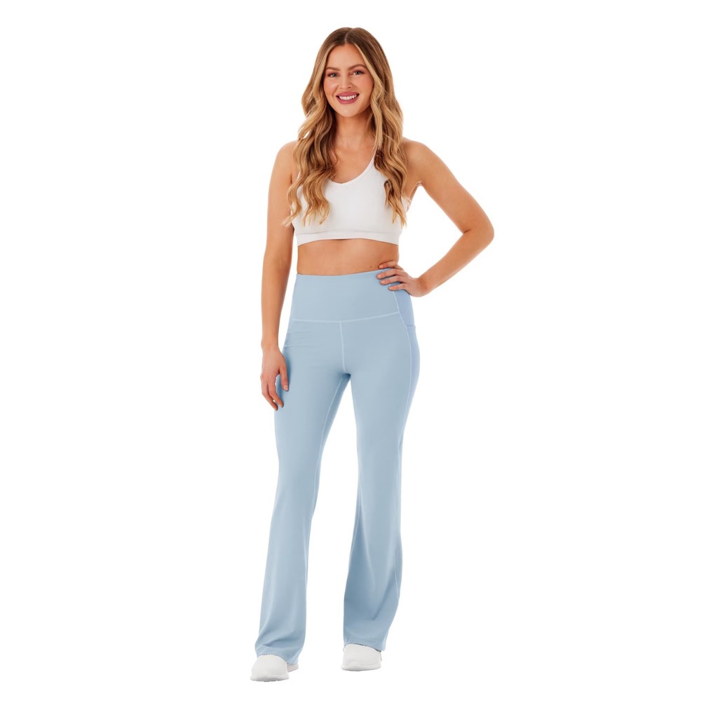Member's Mark Women's Ribbed Micro Flare Pant XL Blue High Rise Pockets NWT
